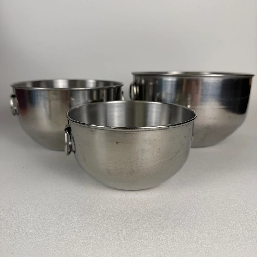 Farberware Mixing Bowls Vintage Stainless Steel Nesting Set of 3 Ring Handles